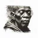 African monk meditating tattoo design idea