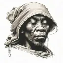 African monk meditating tattoo design idea
