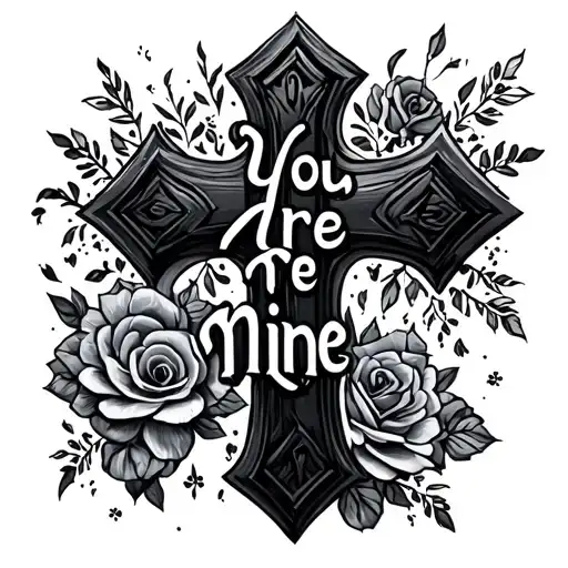 "You are mine " cross tattoo tattoo design idea