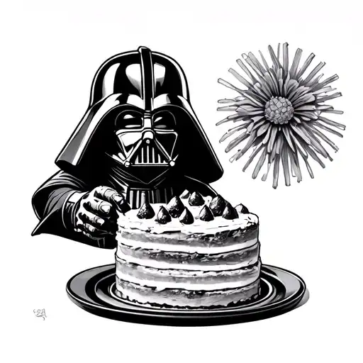 dart vader baking a cake tattoo design idea