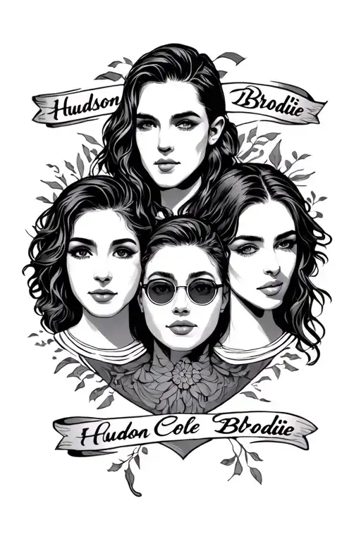 non duality theme with three names Hudson Cole and Brodie  tattoo design idea