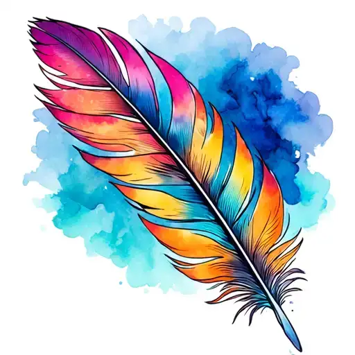 create a eagle feather tattoo incorporating Polynesians/geometric design and summer and spring colors tattoo design idea