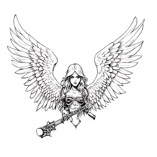 angel gangster tattoo design idea