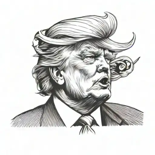 trump blowing a kiss tattoo design idea