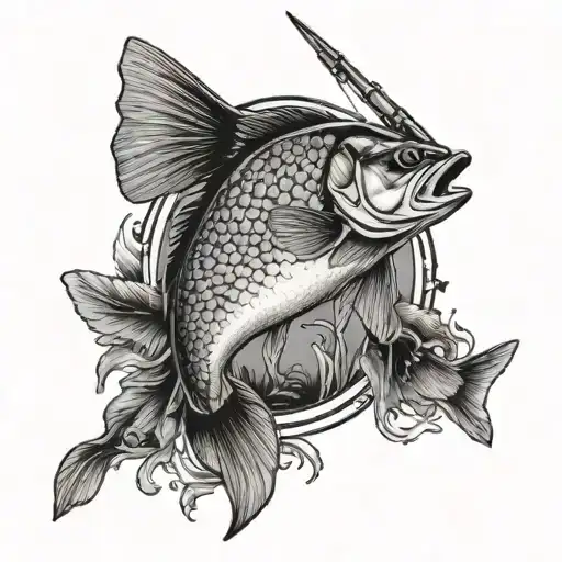 in memory fishing and hunting tattoo design idea