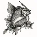 in memory fishing and hunting tattoo design idea