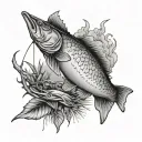 in memory fishing and hunting tattoo design idea
