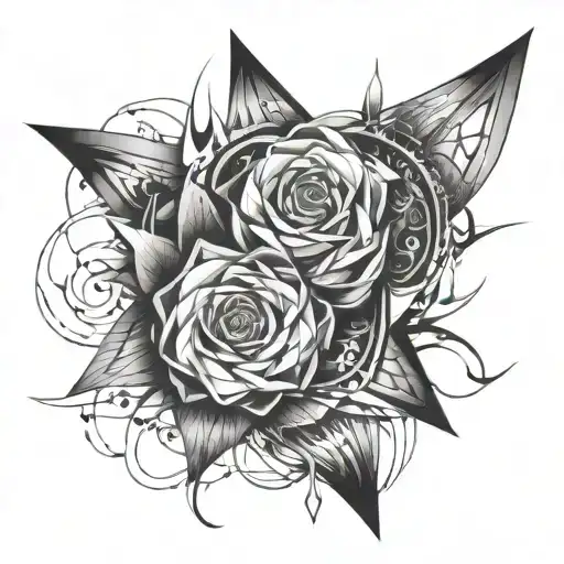 a sketch, in a sharp abstract style tattoo design idea