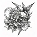 a sketch, in a sharp abstract style tattoo design idea
