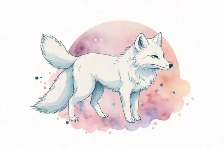 Constellation arctic Fox in front of Milky Way   tattoo design idea
