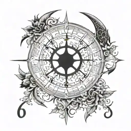 vegvisir, number 69, moon tattoo design idea