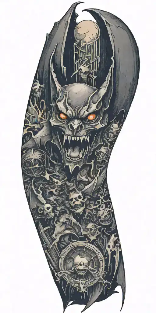 bat out of hell album cover tattoo design idea