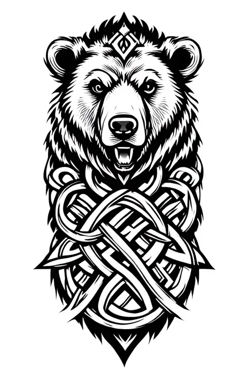 bear made from a celtic trinity knot wrapped by Jormungandr  tattoo design idea