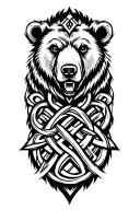 bear made from a celtic trinity knot wrapped by Jormungandr  tattoo design idea