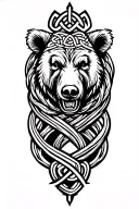 bear made from a celtic trinity knot wrapped by Jormungandr  tattoo design idea