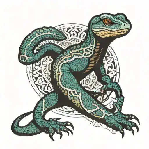 indigenous Australian  goanna tattoo design idea