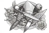 chef knife and space and art tattoo tattoo design idea