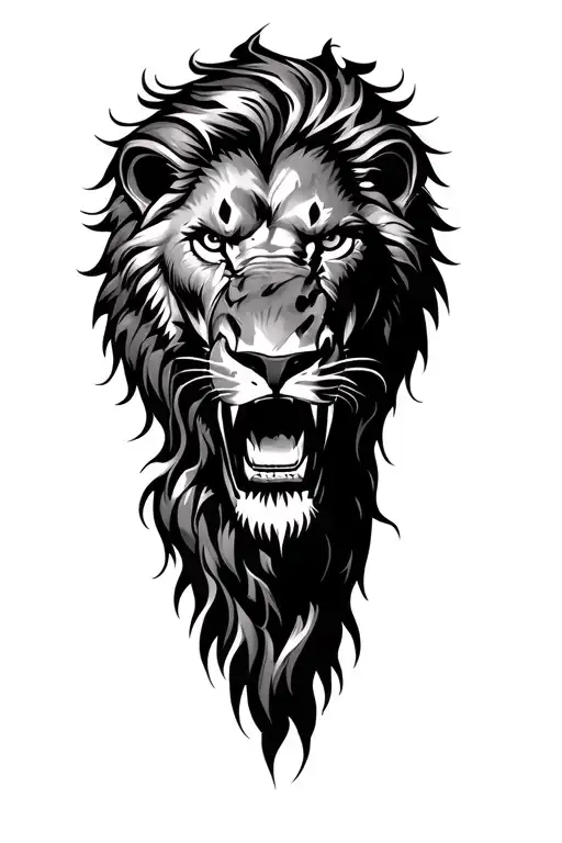 Samson rips lions upper body roaring tattoo design idea