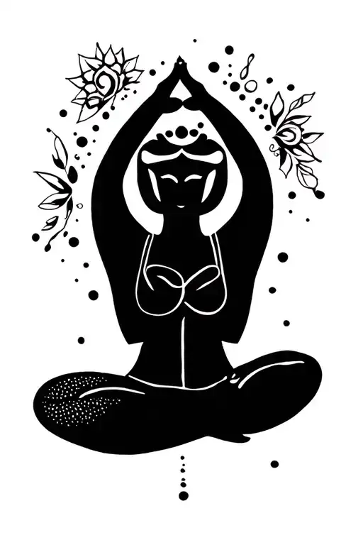 small tattoo,Yoga, OM symbol, poke dots, minimal line art tattoo design idea