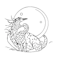 Traditional japanese snow leopard, heron moon and sun. tattoo design idea