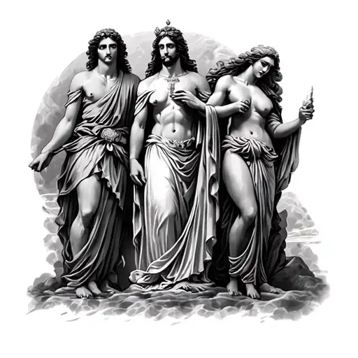 I want them to make me a complete tatto of the right arm with the god Dionisio, Hades, Hestia, Aphrodite tattoo design idea