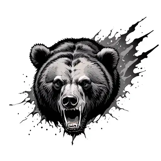 bear ripping through skin tattoo design idea