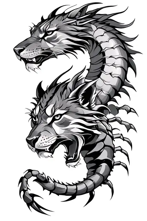 panther, dragon ,scorpion wolf tattoo design idea