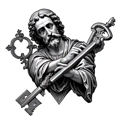 saint peter and key tattoo design idea