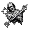 saint peter and key tattoo design idea