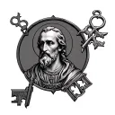 saint peter and key tattoo design idea