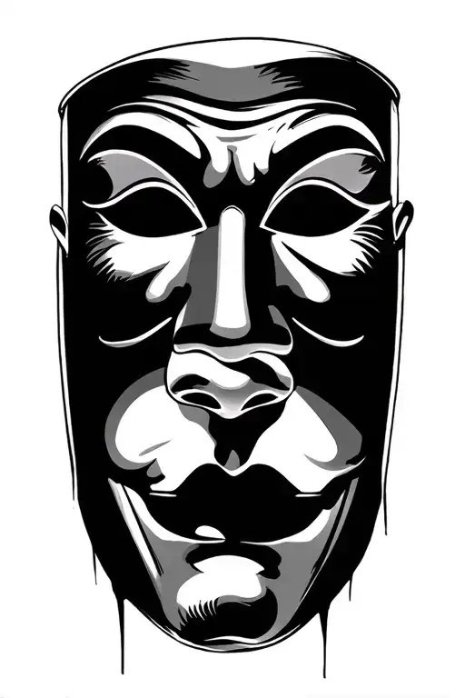 Global concept: Theme: the 7 visual capital sins: theater masks (comedy/tragedy type), each ex tattoo design idea