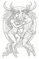 female Taurus with male Sagittarius in love. not fully overlapping with each other though.  tattoo design idea