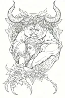 female Taurus with male Sagittarius in love. not fully overlapping with each other though.  tattoo design idea