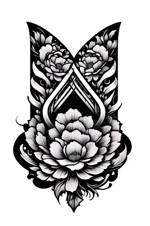 v shaped tattoo with Japanese pattern tattoo design idea