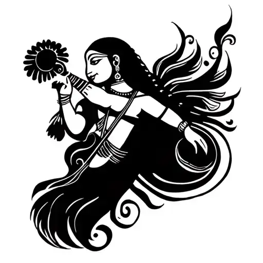 saraswati in jamini roy style tattoo tattoo design idea