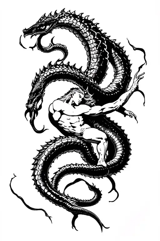 Hercules fighting hydra tattoo design idea