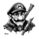realistic anarcist supermario tattoo design idea