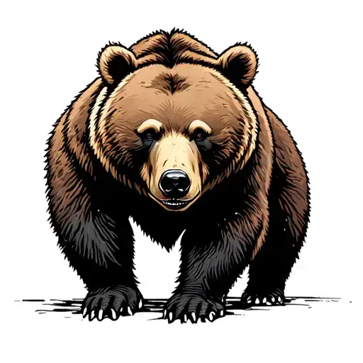 mighty brown bear standing tattoo design idea