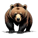 mighty brown bear standing tattoo design idea