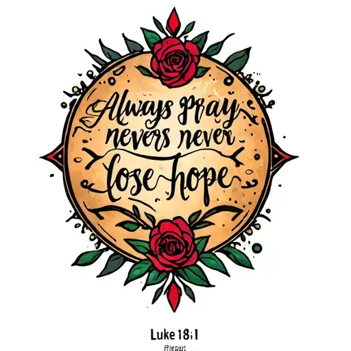 always pray never lose hope, Luke 18:1 tattoo design idea