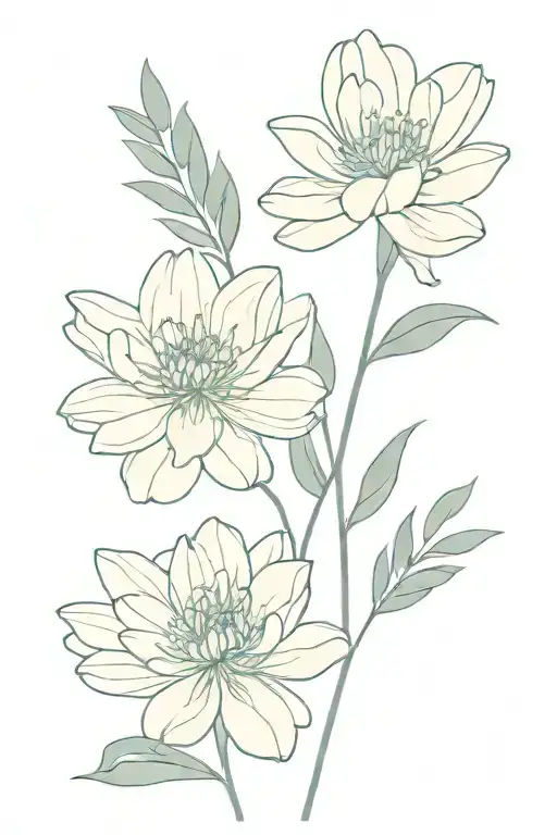 chrysanthemum long eucalyptus tattoo design idea