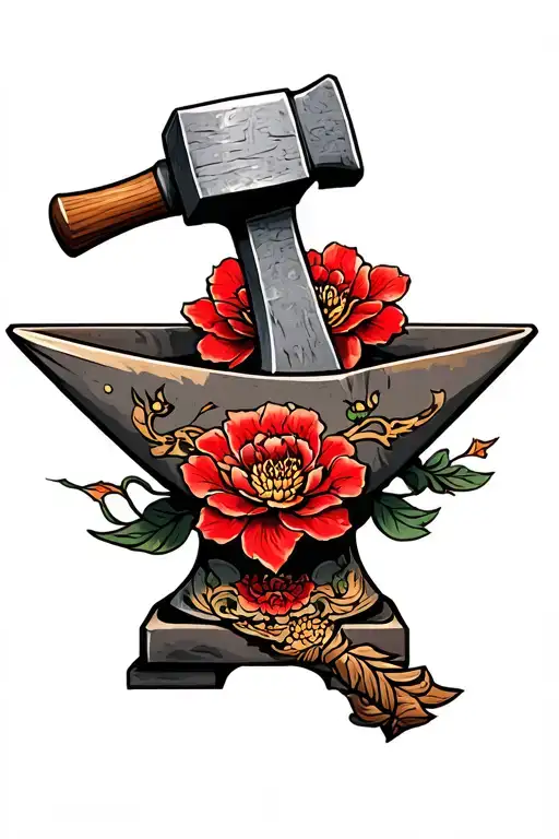 anvil and hammer tattoo design idea