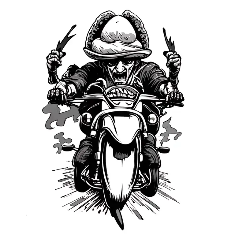 happy taco riding lightning tattoo design idea