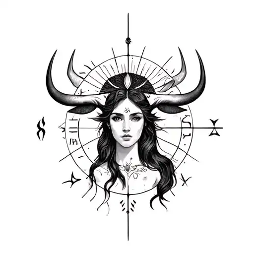combination of zodiac signs, mother Taurus, father sagittarius and son Gemini tattoo design idea