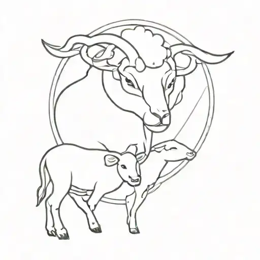 lamb and lion surrounded tattoo design idea