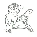 lamb and lion surrounded tattoo design idea