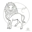 lamb and lion surrounded tattoo design idea