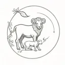 lamb and lion surrounded tattoo design idea