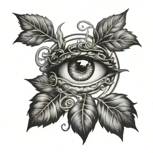 medusa eye in plant tattoo design idea