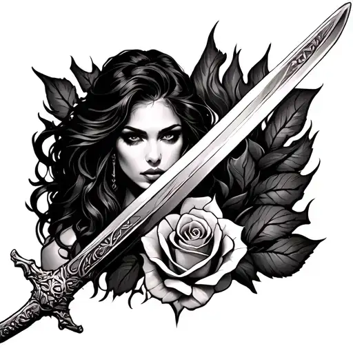 Kayla Jimmy love fire fight lust beauty women man sword rose ghetto tattoo design idea
